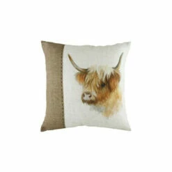 Evans Lichfield White Hessian Cow Printed Polyester Filled Cushion -Evans Lichfieldshop unnamed file 103