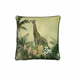 Evans Lichfield Multicolour Manyara Giraffe Velvet Polyester Filled Cushion