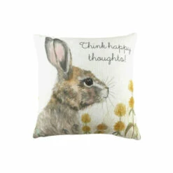 Evans Lichfield Multicolour Hand Painted Woodland Hare Cushion