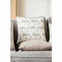 Evans Lichfield White Safari Zebra Repeat Printed Polyester Filled Cushion