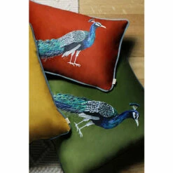 Evans Lichfield Green Peacock Cushion