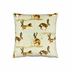 Evans Lichfield Taupe Natural Natural Country Running Hares Velvet Cushion