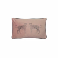 Evans Lichfield Powder Pink Savannah Leopard Velvet Rectangular Polyester Filled Cushion