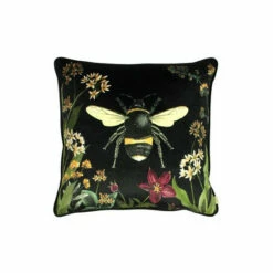 Evans Lichfield Black Multicolour Midnight Garden Bee Piped Velvet Cushion -Evans Lichfieldshop unnamed file 511