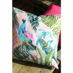 Evans Lichfield Pink Peacock 43x43 Outdoor Polyester Cushion