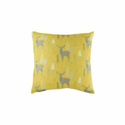 Evans Lichfield Ochre Yellow Hulder Stag Repeat Printed Polyester Filled Cushion