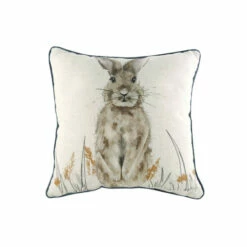 Evans Lichfield Multicolour Oakwood Hare Printed Polyester Filled Cushion