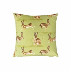 Evans Lichfield Sage Green Country Running Hares Velvet Cushion -Evans Lichfieldshop unnamed file 538