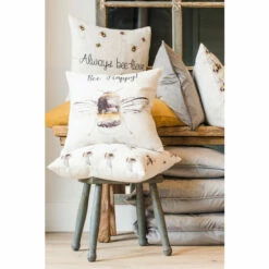 Evans Lichfield White Bee-Lieve Printed Polyester Filled Cushion