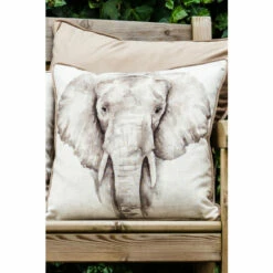 Evans Lichfield White Safari Elephant Printed Polyester Filled Cushion