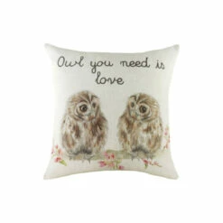 Evans Lichfield Multicolour Hedgerow Owls Printed Polyester Filled Cushion