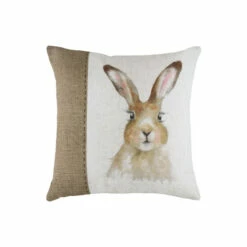 Evans Lichfield White Hessian Hare Printed Polyester Filled Cushion