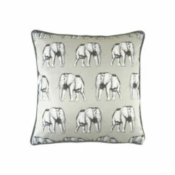 Evans Lichfield White Safari Elephant Repeat Printed Polyester Filled Cushion