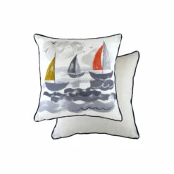 Evans Lichfield Multicolour Nautical Sailboats Printed Polyester Filled Cushion
