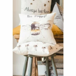Evans Lichfield White Bee Happy Printed Polyester Filled Cushion