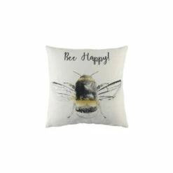 Evans Lichfield White Bee Happy Printed Polyester Filled Cushion -Evans Lichfieldshop unnamed file 655