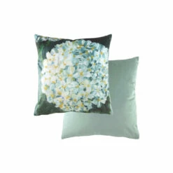 Evans Lichfield Eau De Nil Winter Floral Hydrangea Polyester Filled Cushion