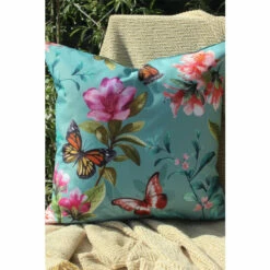 Evans Lichfield Duck Egg Blue Butterflies Outdoor Polyester Filled Cushion