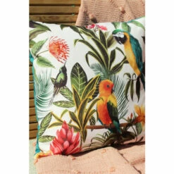 Evans Lichfield Multi/Teal Blue Parrots Outdoor Polyester Filled Cushion