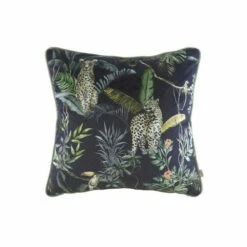 Evans Lichfield Petrol Blue Jungle Leopard Velvet Polyester Filled Cushion -Evans Lichfieldshop unnamed file 694