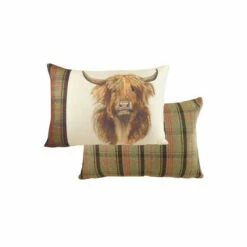 Evans Lichfield Multicolour Hunter Highland Cow Printed Polyester Filled Cushion -Evans Lichfieldshop unnamed file 748