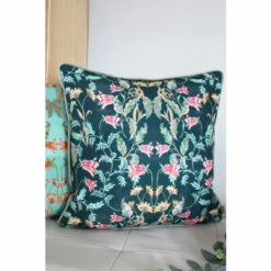 Evans Lichfield Green Heritage Bell Flowers Printed Cushion