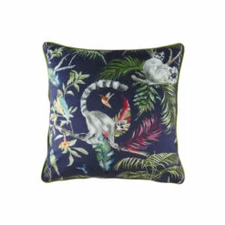 Evans Lichfield Blue Jungle Lemur Velvet Polyester Filled Cushion